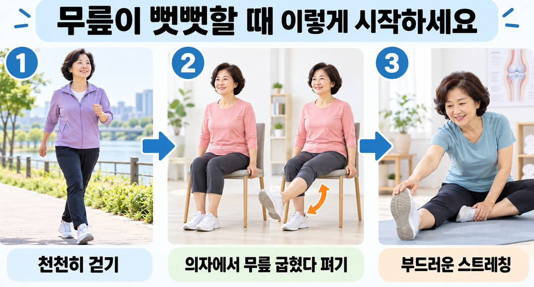 무릎이 뻣뻣할 때 스트레칭해도 될까? 중년이 알아야 할 방법